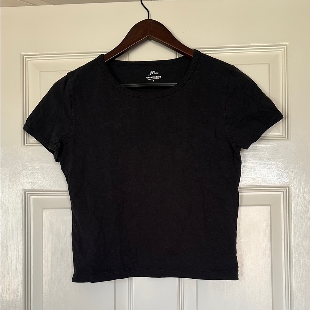 Black J Crew Crew Neck Women's crop tshirt